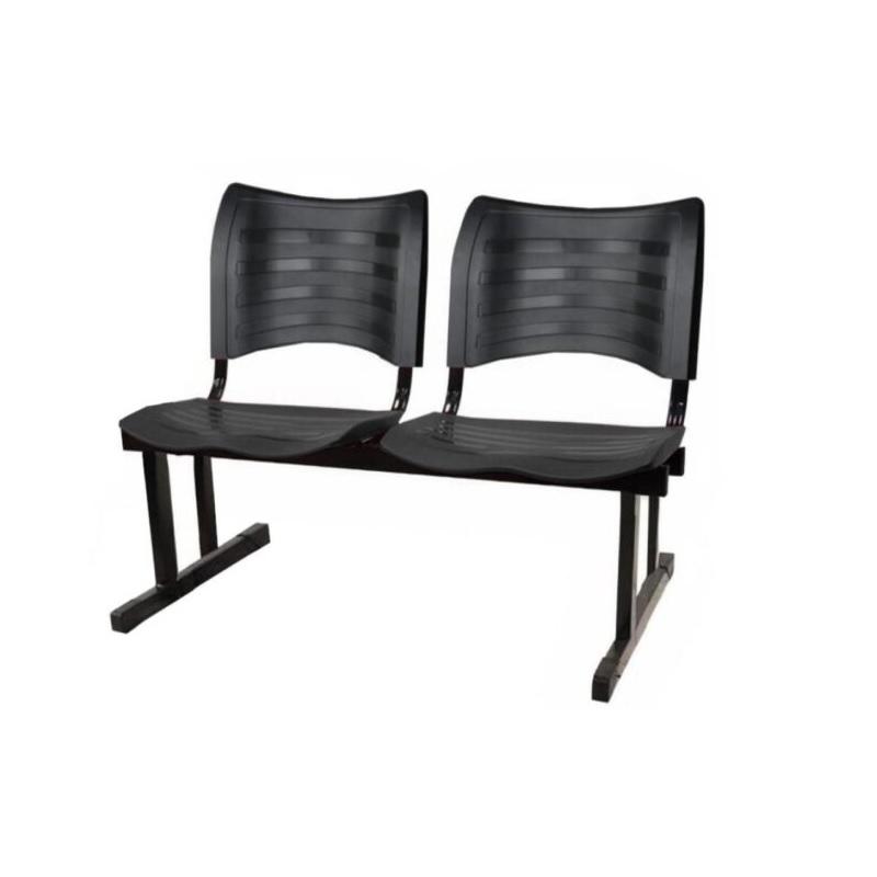 LONGARINA PLÁSTICA DE ESPERA 2 LUGARES PRETO