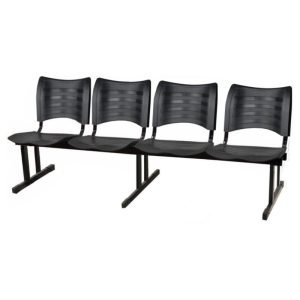 LONGARINA PLÁSTICA DE ESPERA 4 LUGARES PRETO